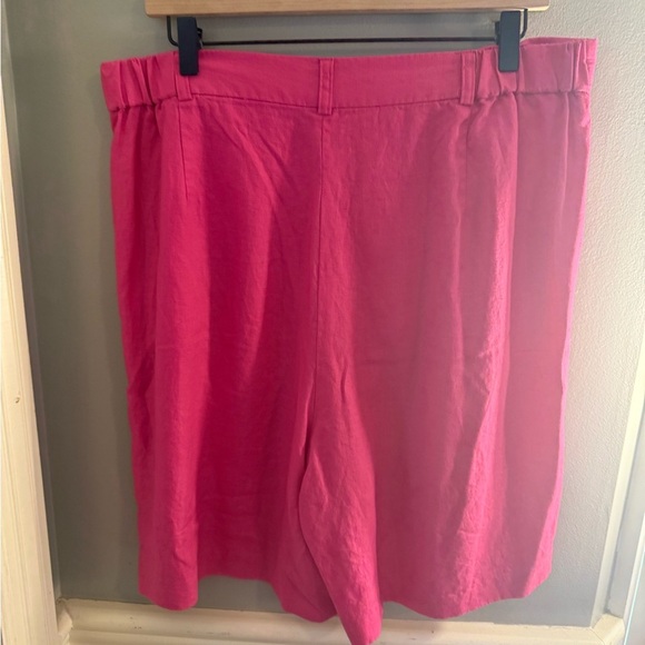 Saks Fifth Avenue Linen Pink Button Down Short Sleeve Blouse with Shorts - Picture 7 of 11